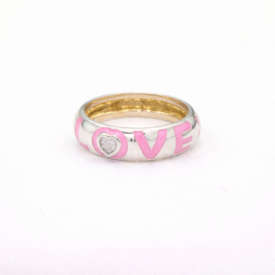 Aliança Love esmaltada rosa