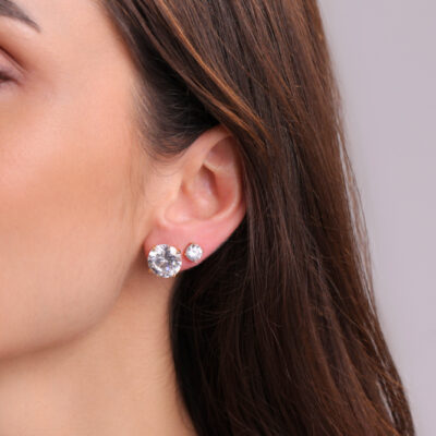 Alternative view of Brinco Ponto de luz cristal - 10mm (Ouro 18k)
