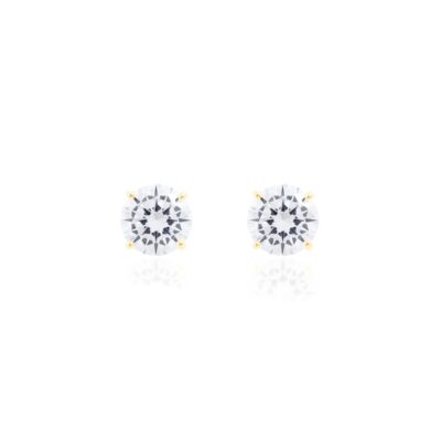 Brinco Ponto de luz cristal - 12mm (Ouro 18k)