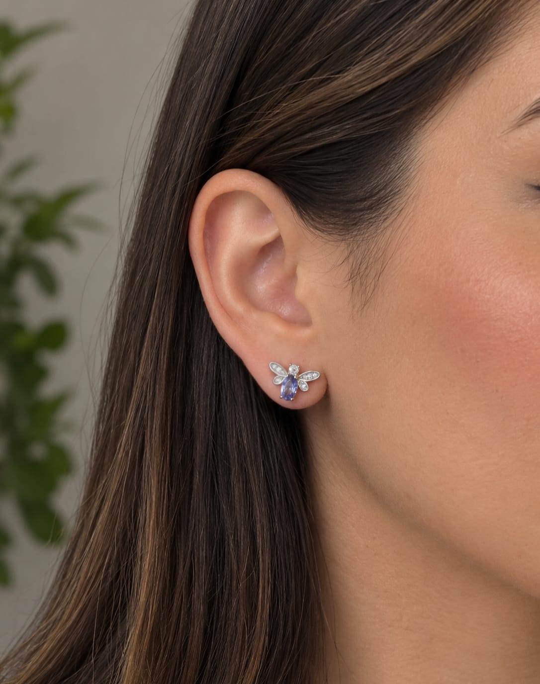 Brinco Abelha Tanzanita - Moissanite 0,21ct - Imagem 2